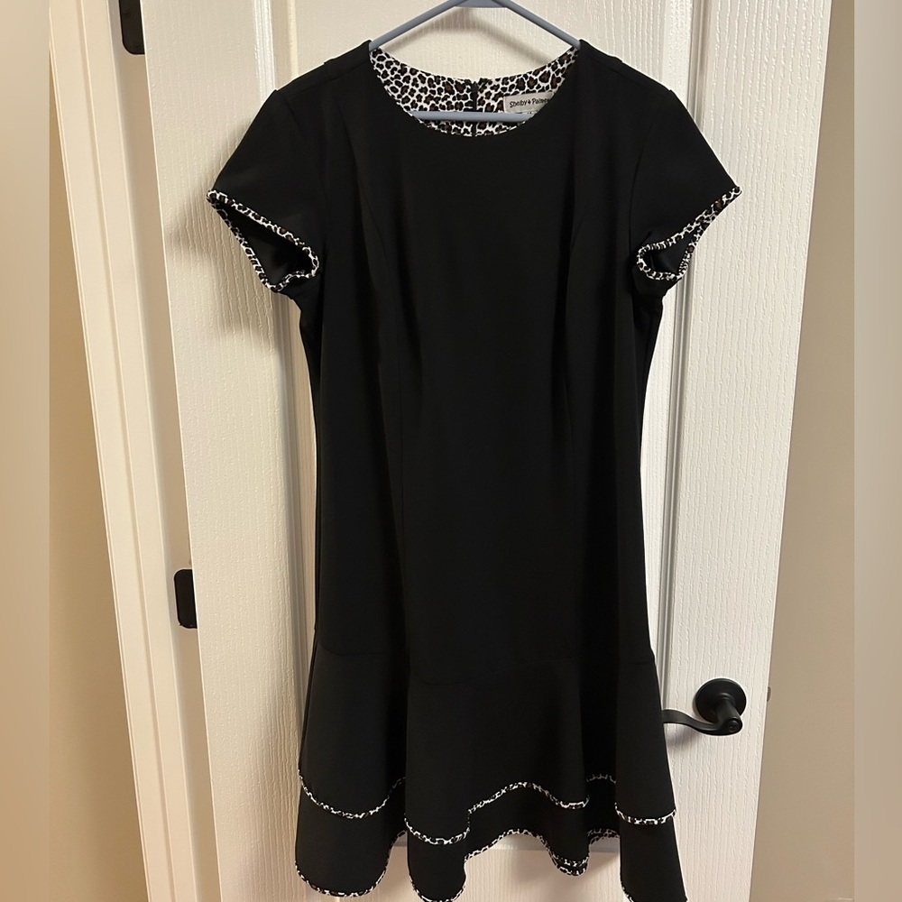 Shelby & Palmer Black Dress with Leopard Contrast Trim